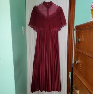 Vintage 70s Lace Victorian Revival Prarie Goth Formal Prom Maxi Dress